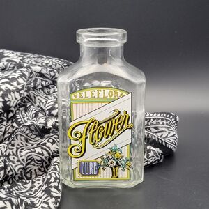Vintage Retro Teleflora Flower Cure Glass Bottle
